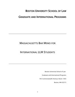 Massachusetts Bar Memo for International Llm Students