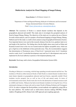 Multicriteria Analysis for Flood Mapping of Sungai Pahang