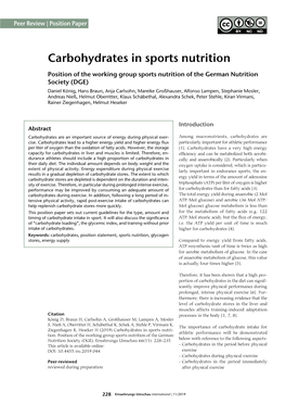 Carbohydrates in Sports Nutrition