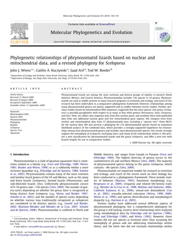 Phylogenetic Relationships of Phrynosomatid Lizards Based on Nuclear and Mitochondrial Data, and a Revised Phylogeny for Sceloporus