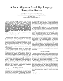 A Local Alignment Based Sign Language Recognition System