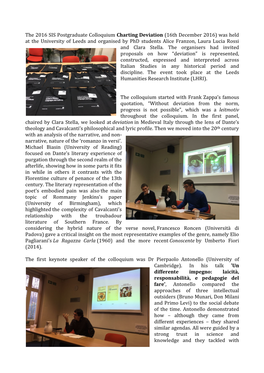 The 2016 SIS Postgraduate Colloquium Charting Deviation