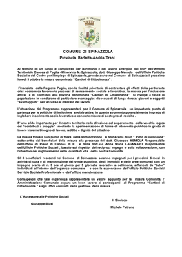 COMUNE DI SPINAZZOLA Provincia Barletta-Andria-Trani