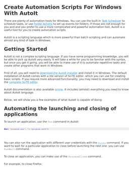 Create Automation Scripts for Windows with Autoit