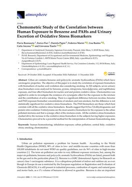 Chemometric Study of the Correlation Between Human Exposure to Benzene and Pahs and Urinary Excretion of Oxidative Stress Biomarkers