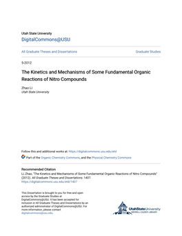 The Kinetics and Mechanisms of Some Fundamental Organic Reactions of Nitro Compounds