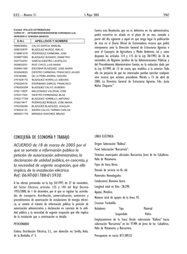 CONSEJERÍA DE ECONOMÍA Y TRABAJO LÍNEA ELÉCTRICA: ACUERDO De 18 De Marzo De 2005 Por El Origen: Subestación “Balboa”
