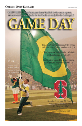 Stanford Vs. No. 21 Oregon Autzen Stadium | Sept