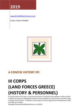 III Corps History & Personnel