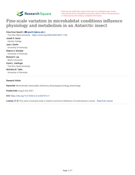 Fine-Scale Variation in Microhabitat Conditions Influence Physiology and Metabolism in an Antarctic Insect