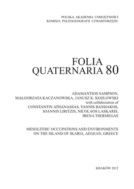 Mesolithic Occupations and Environments on the Island of Ikaria, Aegean, Greece