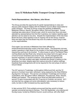 Area 32 Melksham Public Transport Group Committee