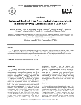 Perforated Duodenal Ulcer Associated with Nonsteroidal Anti-Inflammatory Drug 56 Administration in a Dairy Cow