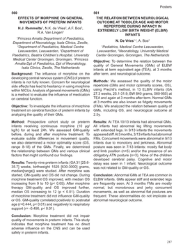 560 Effects of Morphine on General Movements of Preterm Infants