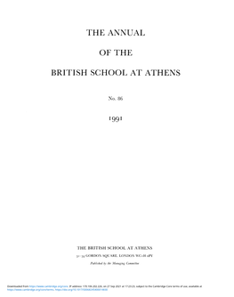 The Annual of the British School at Athens