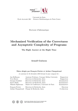 Mechanized Verification of the Correctness and Asymptotic Complexity of Programs