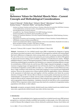 Reference Values for Skeletal Muscle Mass – Current Concepts and Methodological Considerations