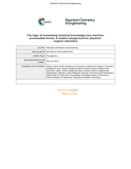 The Logic of Translating Chemical Knowledge Into Machine- Processable Forms: a Modern Playground for Physical- Organic Chemistry