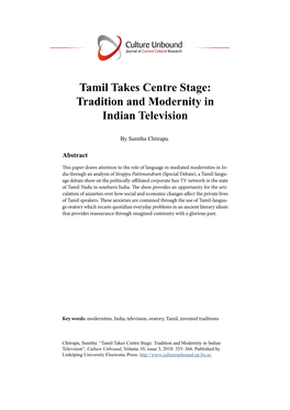 Tamil Takes Centre Stage: Tradition and Modernity in Indian Television