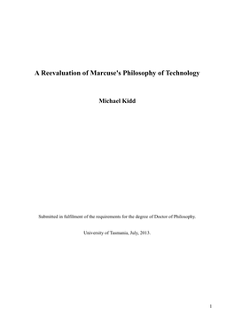 A Reevaluation of Marcuse's Philosophy of Technology