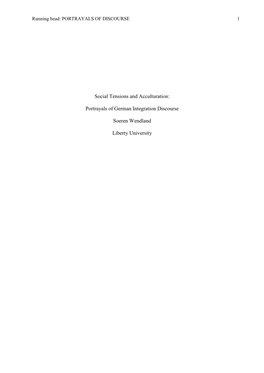 Social Tensions and Acculturation: Portrayals of German Integration Discourse