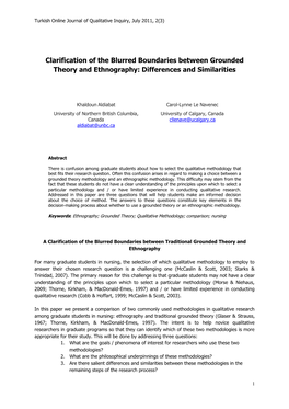 Clarification of the Blurred Boundaries Between Grounded Theory and Ethnography: Differences and Similarities