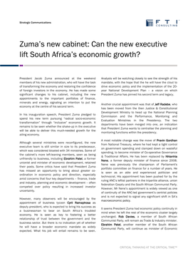 Zuma's New Cabinet