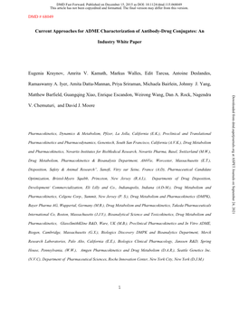 Current Approaches for ADME Characterization of Antibody-Drug Conjugates: An