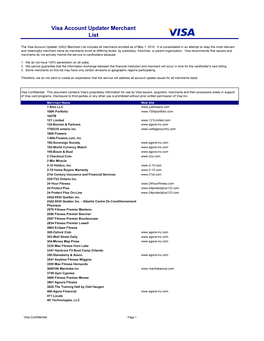Visa Account Updater Merchant List