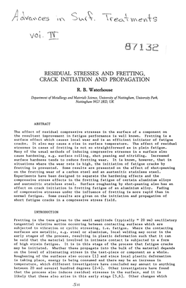 Residual Stresses and Fretting, Crack Initiation and Propagation