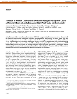 Report Mutation in Human Desmoplakin Domain Binding To