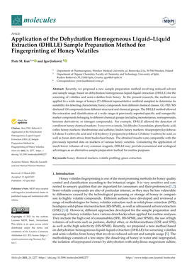 Application of the Dehydration Homogeneous Liquid–Liquid Extraction (DHLLE) Sample Preparation Method for Fingerprinting of Honey Volatiles