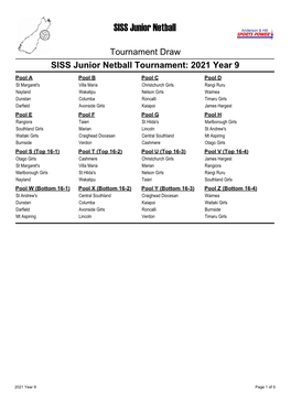 SISS Junior Netball Tournament: 2021 Year 9