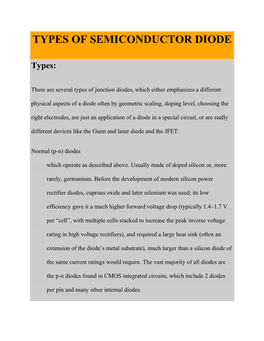 Types of Semiconductor Diode