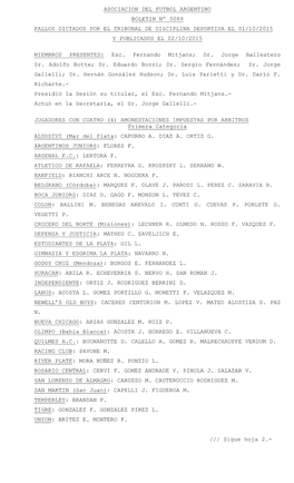 Sigue Hoja 2.- ASOCIACION DEL FUTBOL ARGENTINO BOLETIN Nº