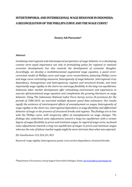 Intertemporal and Interregional Wage Behavior in Indonesia: a Reconciliation of the Phillips Curve and the Wage Curve?