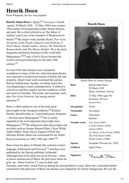 Henrik Ibsen ­ Wikipedia, the Free Encyclopedia Henrik Ibsen from Wikipedia, the Free Encyclopedia