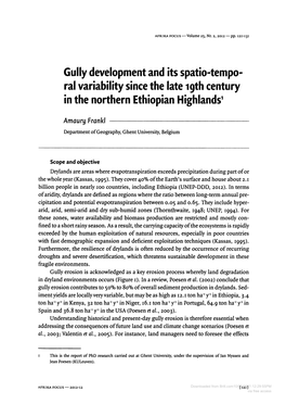 Ral Variability Since the Late 19Th Century in the Northern Ethiopian Highlands1