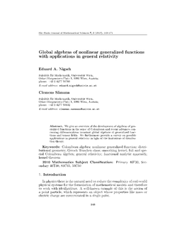 Global Algebras of Nonlinear Generalized Functions with Applications in General Relativity