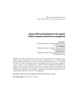 Using of Kpis and Dashboard in the Analysis of Nike Company's Performance Management