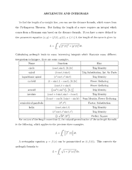 Arclength and Integrals