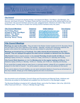 City Council Meetings Resident Information Guide
