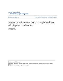 Natural Law Theory and the 