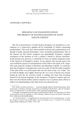 Eriugena's De Praedestinatione