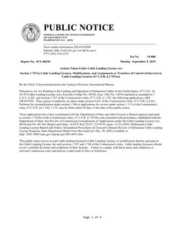 PUBLIC NOTICE FEDERAL COMMUNICATIONS COMMISSION 445 12Th STREET S.W