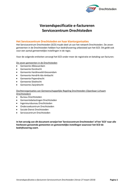 Verzendspecificatie E-Factureren Servicecentrum Drechtsteden