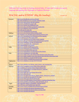 RACIAL And/Or ETHNIC (Big File Loading) Revised 2/14