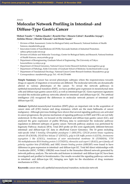 Molecular Network Profiling in Intestinal- and Diffuse-Type Gastric Cancer