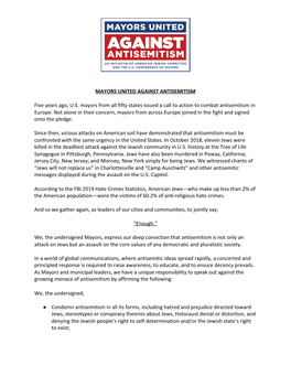 Mayors United Against Antisemitism Statement