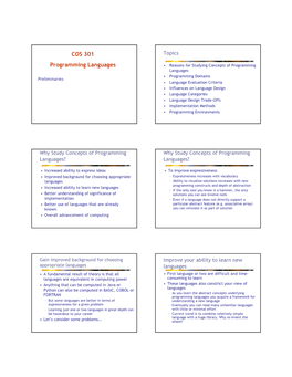 COS 301 Programming Languages